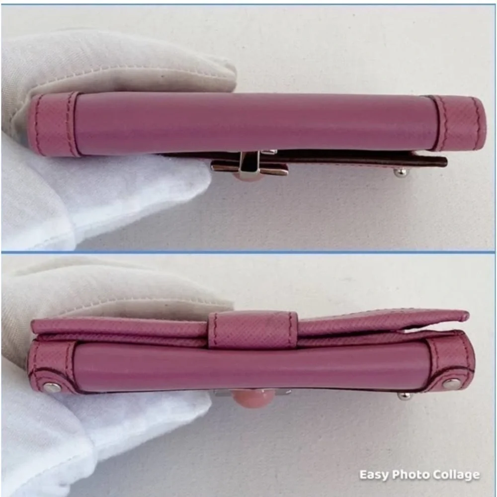 SALVATORE FERRAGAMO Vintage Gancini Compact Wallet Mauve with Chain